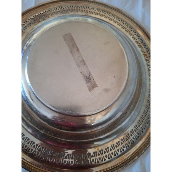 Vintage Silver Plate Wm. Rodgers Round Serving Bowl Rope Trim 12”. - Picture 3 of 4